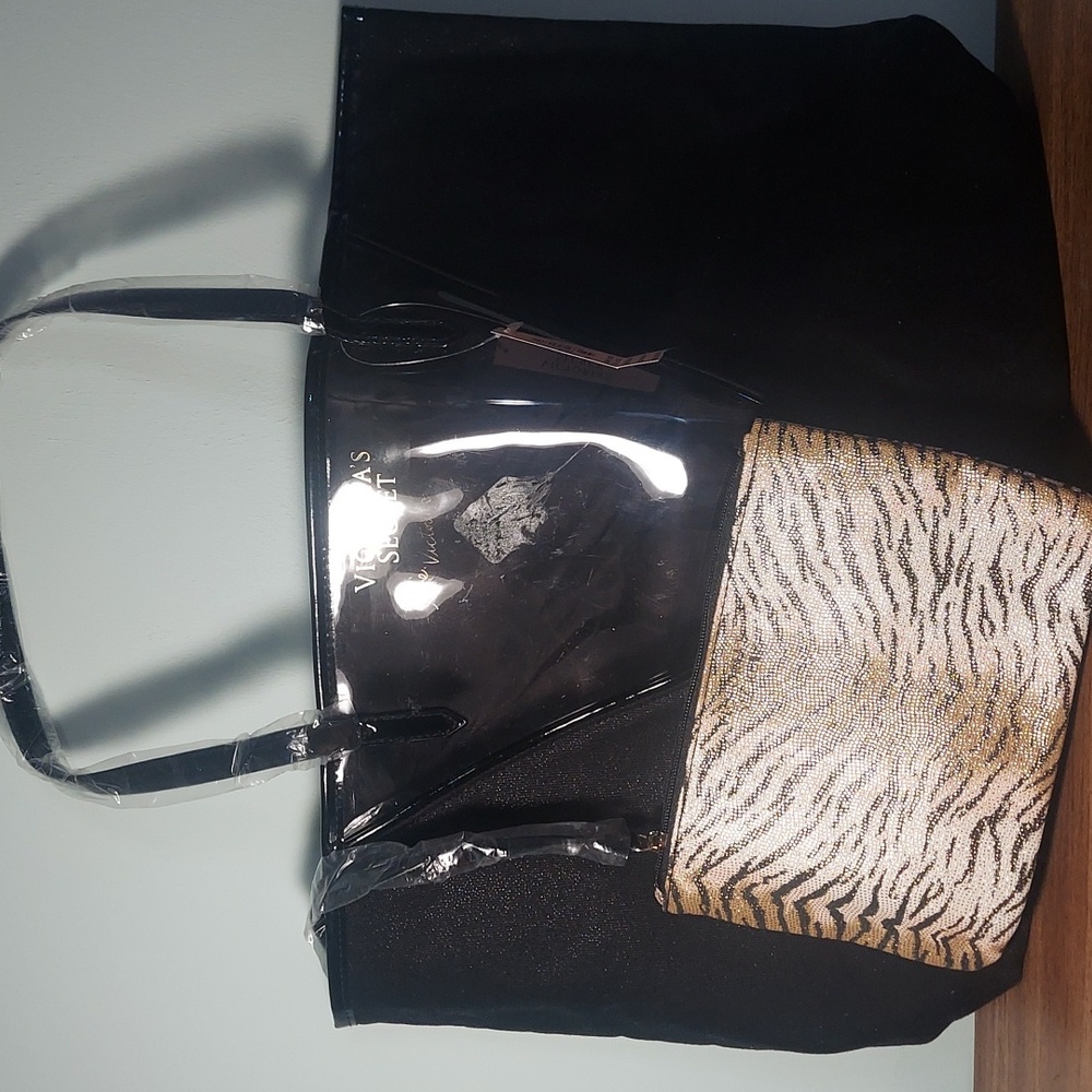 Victoria's Secret black tote with small purse NWT